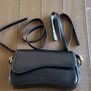 Elegant Black Vegan Leather Shoulder Bag